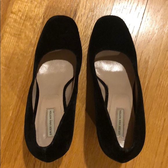Dries Van Noten Velvet Black Block Heels 38M Euro - Picture 8 of 13